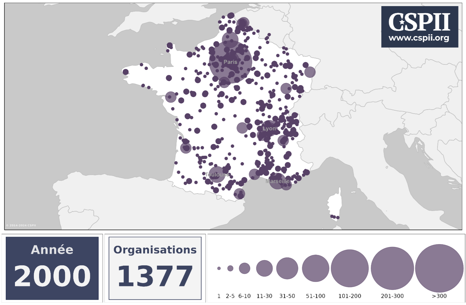 CSPII Map France 1930-2024 - 2